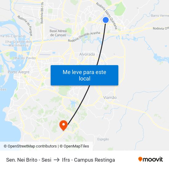 Sen. Nei Brito - Sesi to Ifrs - Campus Restinga map