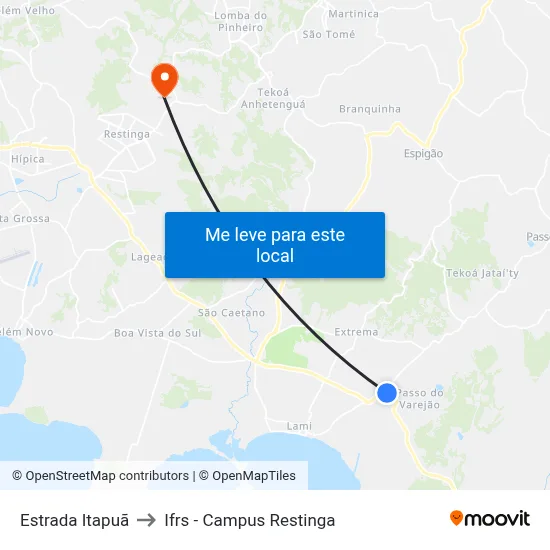 Estrada Itapuã to Ifrs - Campus Restinga map