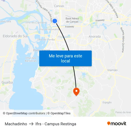 Machadinho to Ifrs - Campus Restinga map