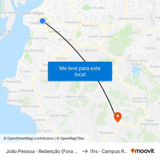 João Pessoa - Redenção (Fora Do Corredor) to Ifrs - Campus Restinga map