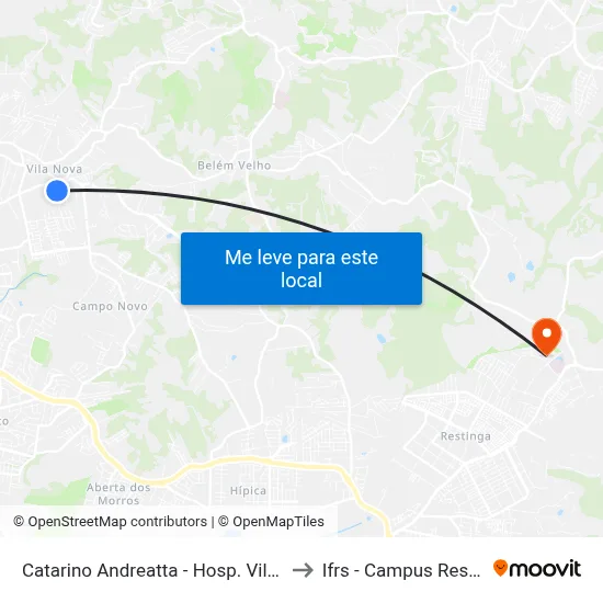 Catarino Andreatta - Hosp. Vila Nova to Ifrs - Campus Restinga map