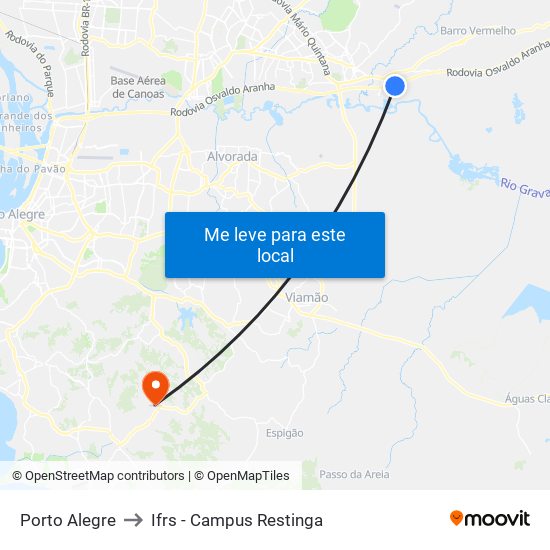 Porto Alegre to Ifrs - Campus Restinga map