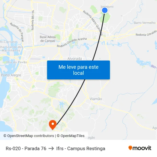 Rs-020 - Parada 76 to Ifrs - Campus Restinga map