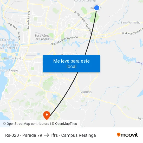 Rs-020 - Parada 79 to Ifrs - Campus Restinga map