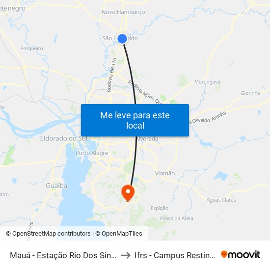 Mauá - Estação Rio Dos Sinos to Ifrs - Campus Restinga map