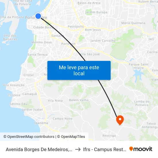 Avenida Borges De Medeiros, 1508 to Ifrs - Campus Restinga map