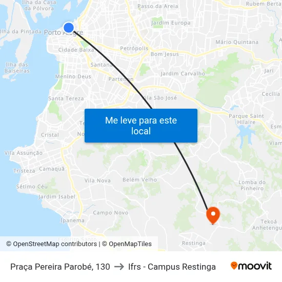 Praça Pereira Parobé, 130 to Ifrs - Campus Restinga map