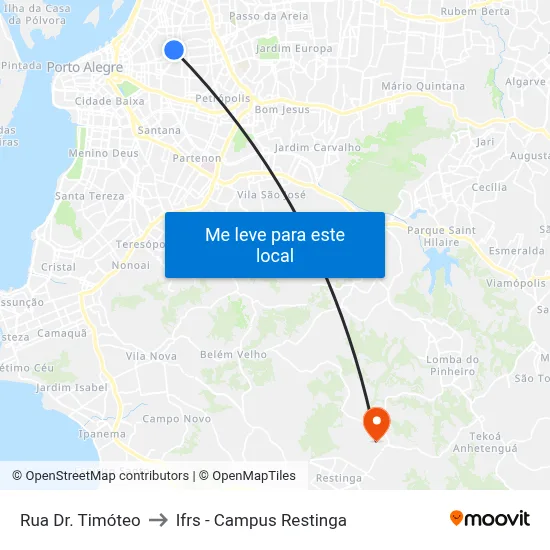 Rua Dr. Timóteo to Ifrs - Campus Restinga map