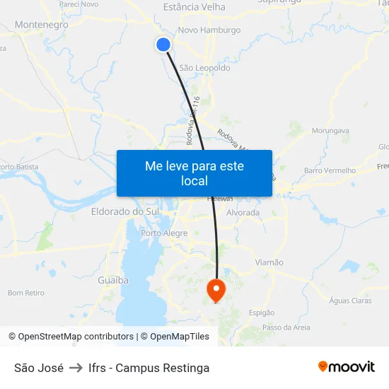 São José to Ifrs - Campus Restinga map