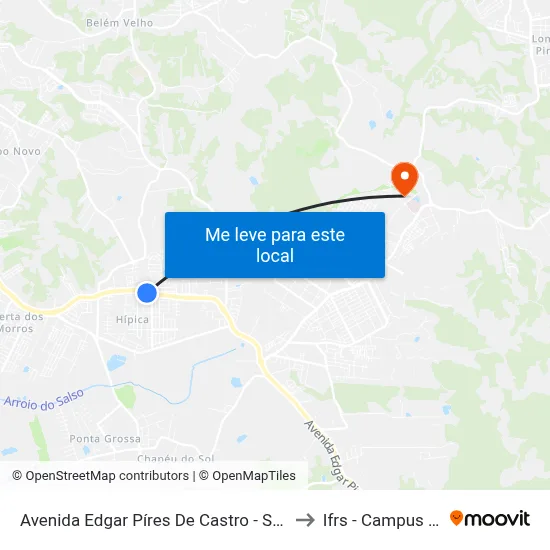 Avenida Edgar Píres De Castro - Super Kan Lotação to Ifrs - Campus Restinga map