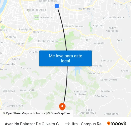 Avenida Baltazar De Oliveira Garcia, 658 to Ifrs - Campus Restinga map