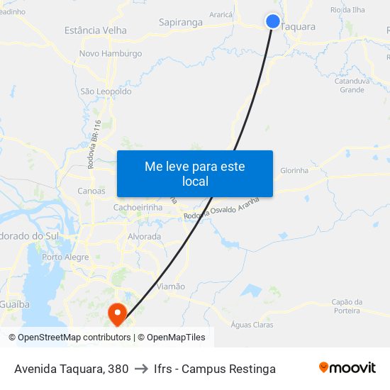 Avenida Taquara, 380 to Ifrs - Campus Restinga map