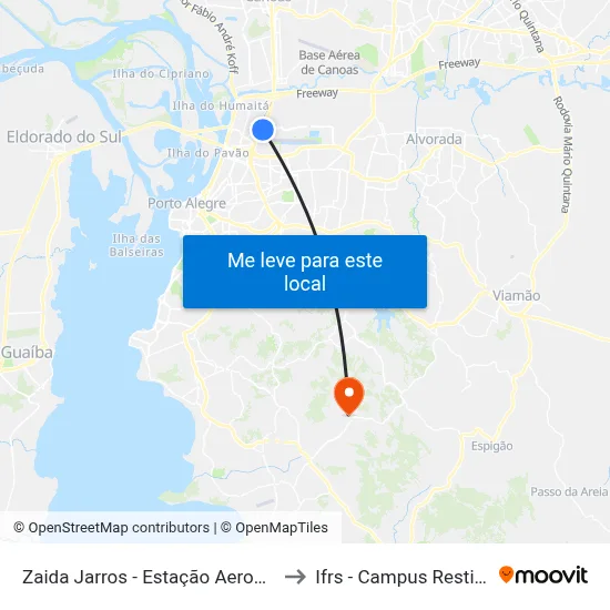 Zaida Jarros - Estação Aeroporto to Ifrs - Campus Restinga map