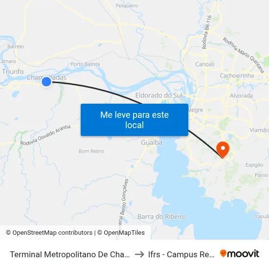 Terminal Metropolitano De Charqueadas to Ifrs - Campus Restinga map