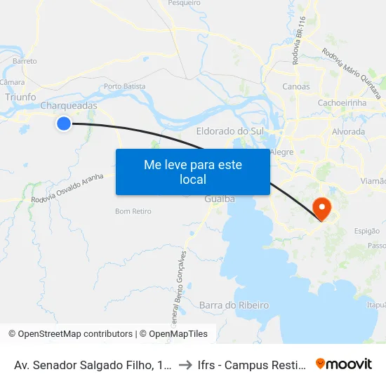 Av. Senador Salgado Filho, 1251 to Ifrs - Campus Restinga map