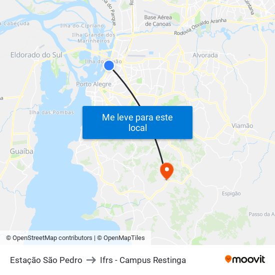 Estação São Pedro to Ifrs - Campus Restinga map