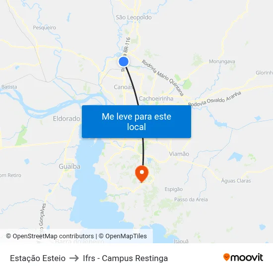 Estação Esteio to Ifrs - Campus Restinga map