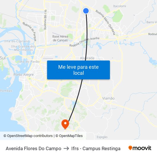 Avenida Flores Do Campo to Ifrs - Campus Restinga map