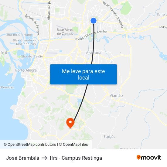 José Brambila to Ifrs - Campus Restinga map