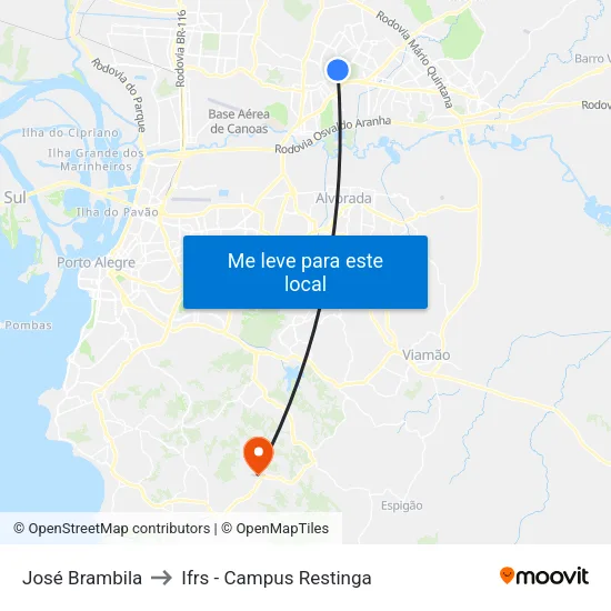 José Brambila to Ifrs - Campus Restinga map