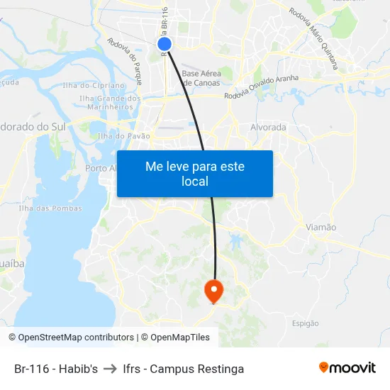 Br-116 - Habib's to Ifrs - Campus Restinga map