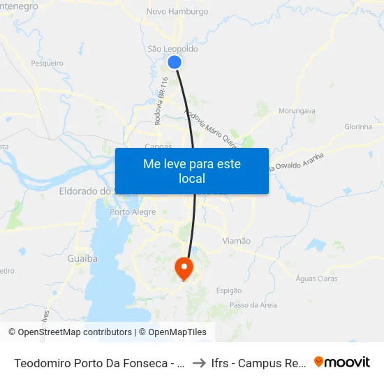 Teodomiro Porto Da Fonseca - Triângulo to Ifrs - Campus Restinga map