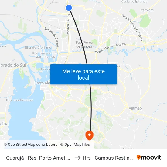 Guarujá - Res. Porto Ametista to Ifrs - Campus Restinga map