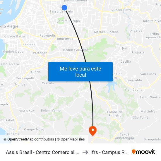 Assis Brasil - Centro Comercial [Bairro - Bc] to Ifrs - Campus Restinga map