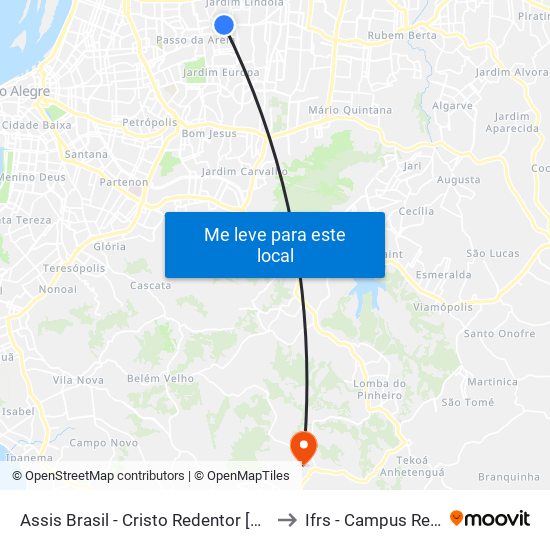 Assis Brasil - Cristo Redentor [Bairro - Bc] to Ifrs - Campus Restinga map