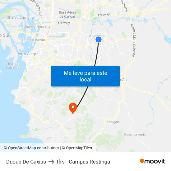 Duque De Caxias to Ifrs - Campus Restinga map