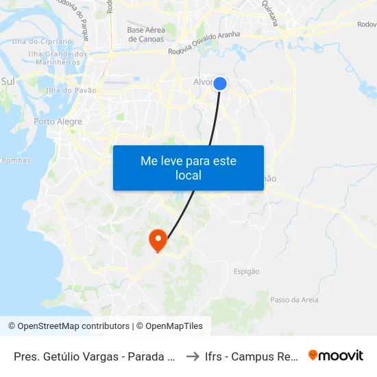 Pres. Getúlio Vargas - Parada 53 (Soul) to Ifrs - Campus Restinga map