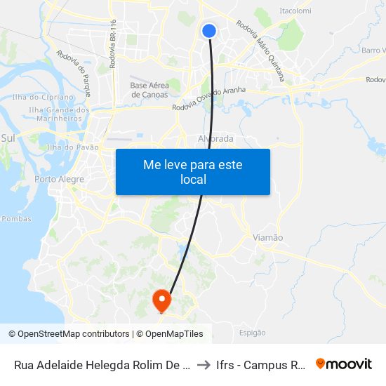 Rua Adelaide Helegda Rolim De Moura, 412 to Ifrs - Campus Restinga map