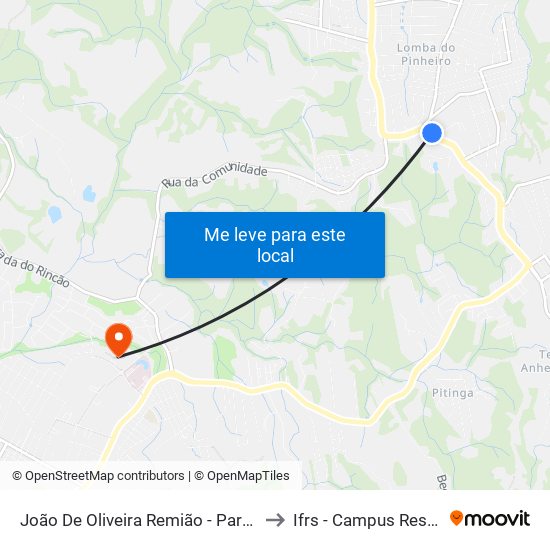 João De Oliveira Remião - Parada 17 to Ifrs - Campus Restinga map