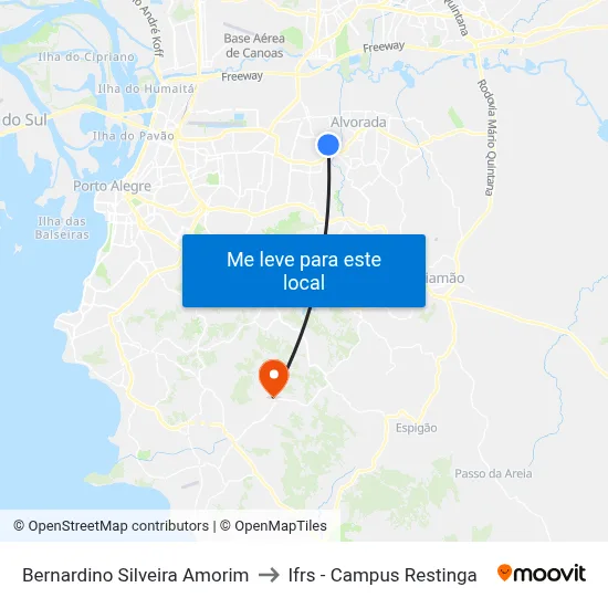 Bernardino Silveira Amorim to Ifrs - Campus Restinga map