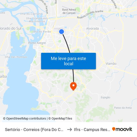 Sertório - Correios (Fora Do Corredor) to Ifrs - Campus Restinga map