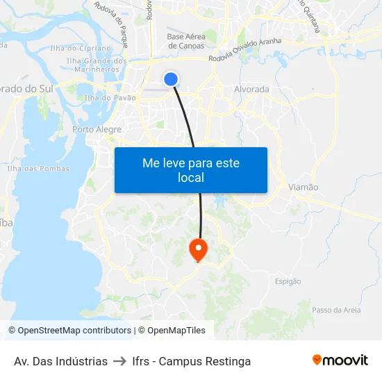 Av. Das Indústrias to Ifrs - Campus Restinga map