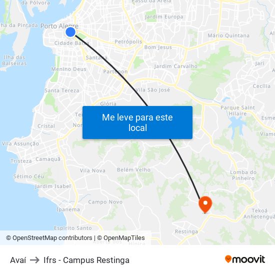 Avaí to Ifrs - Campus Restinga map