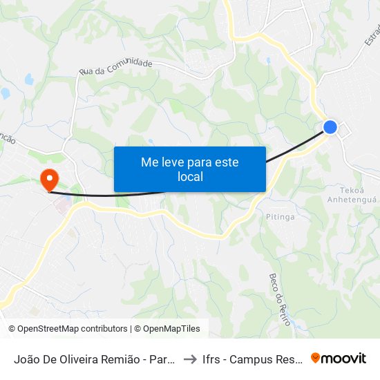 João De Oliveira Remião - Parada 21 to Ifrs - Campus Restinga map