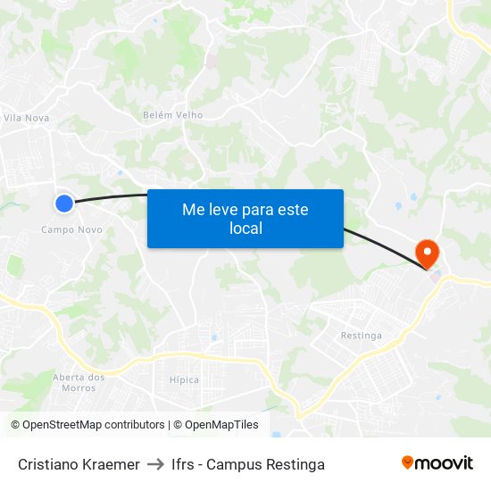 Cristiano Kraemer to Ifrs - Campus Restinga map