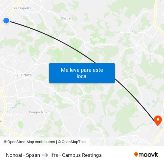 Nonoai - Spaan to Ifrs - Campus Restinga map