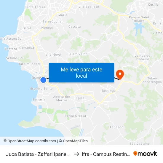 Juca Batista - Zaffari Ipanema to Ifrs - Campus Restinga map