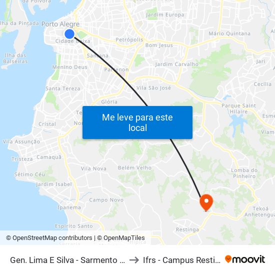 Gen. Lima E Silva - Sarmento Leite to Ifrs - Campus Restinga map