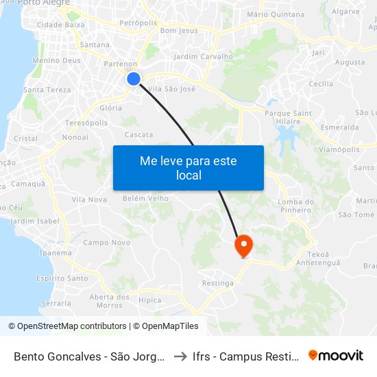 Bento Goncalves - São Jorge Bc to Ifrs - Campus Restinga map