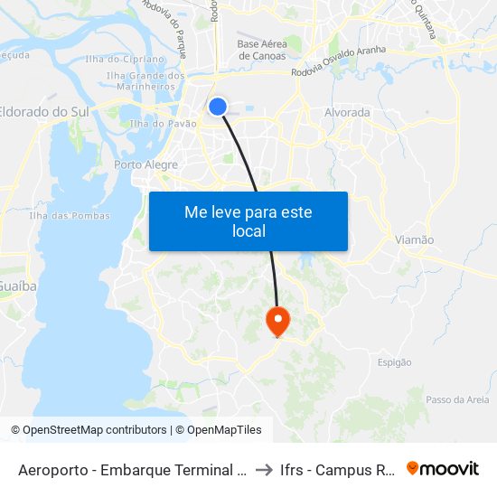 Aeroporto - Embarque Terminal 1 (2° Andar) to Ifrs - Campus Restinga map