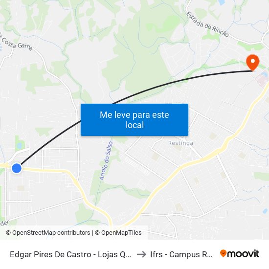 Edgar Pires De Castro - Lojas Quero-Queor to Ifrs - Campus Restinga map