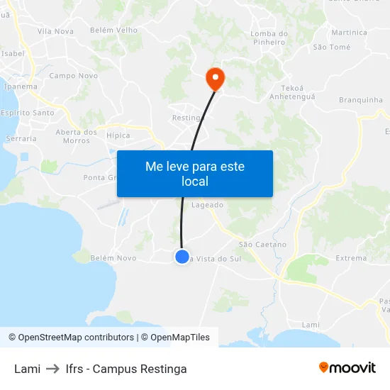 Lami to Ifrs - Campus Restinga map
