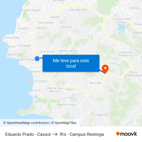 Eduardo Prado - Cassol to Ifrs - Campus Restinga map