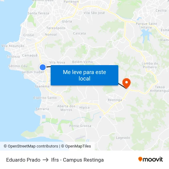 Eduardo Prado to Ifrs - Campus Restinga map
