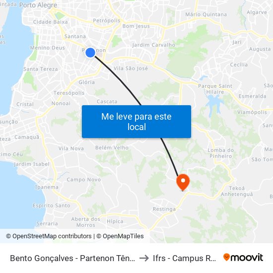 Bento Gonçalves - Partenon Tênis Clube Bc to Ifrs - Campus Restinga map