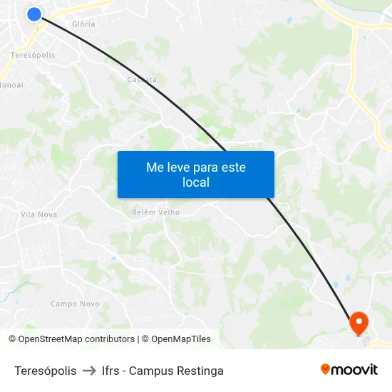 Teresópolis to Ifrs - Campus Restinga map